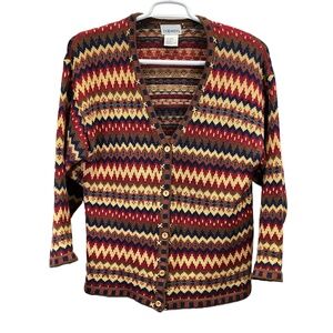 Vintage 80's Capezio Multicolor Southwestern Pattern Button Up Cardigan Medium